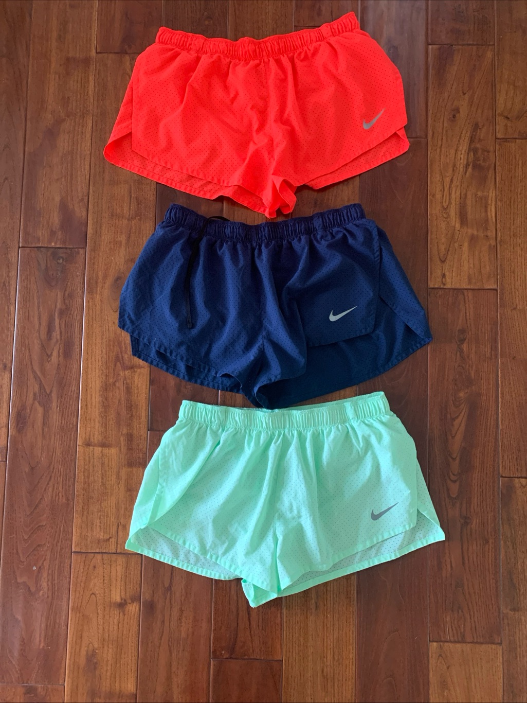 Nike Dri Fit Running Shorts Lot Women's Large Blue Green Orange Lined Perforated